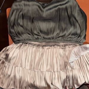 Bundle Boutique Reset brand Large taupe mini skirt and olive tank silky LARGE